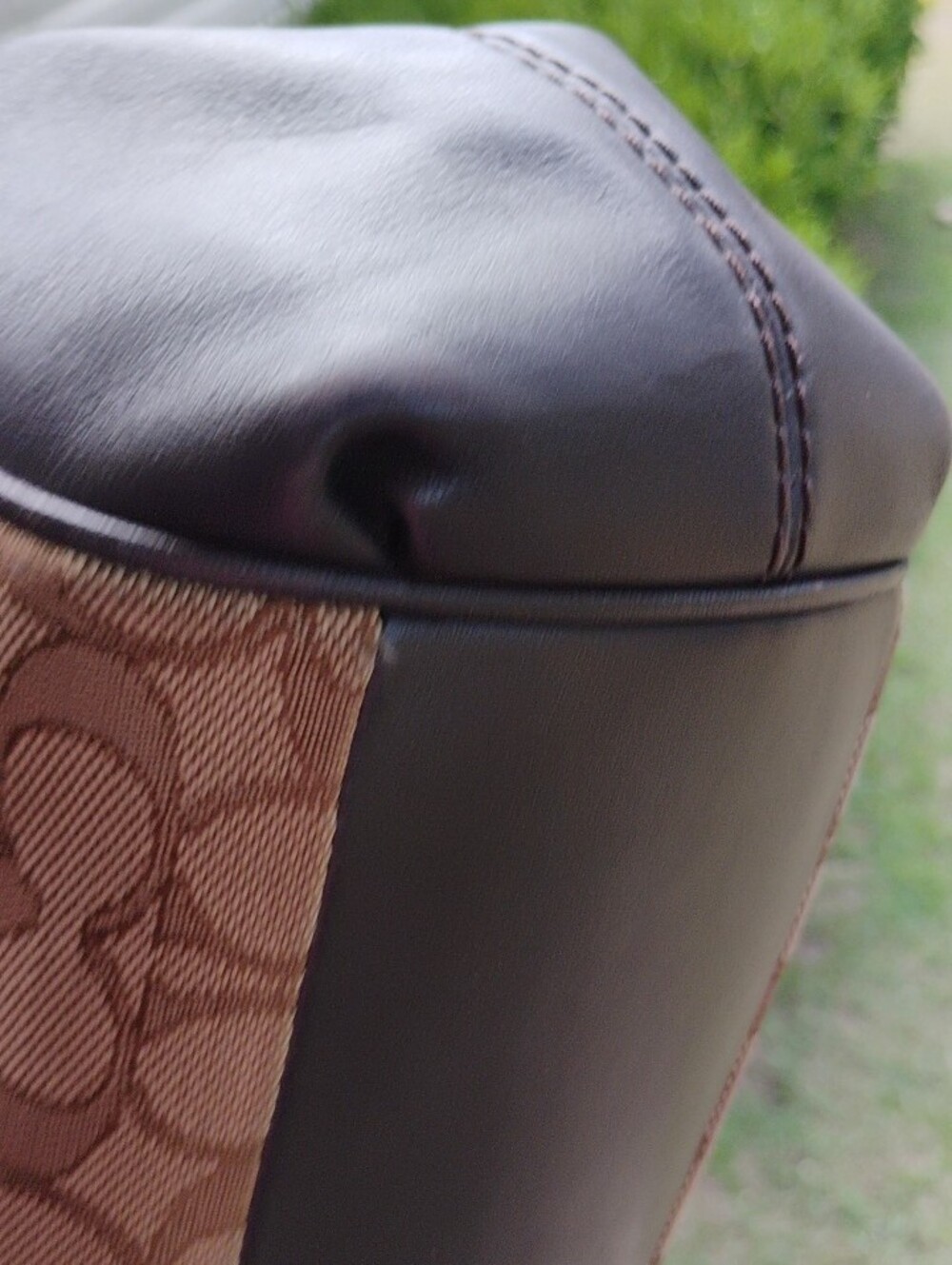 Coach Lexy Tan Signature Canvas Shoulder Bag with Dark Brown Trim. - Picture 7 of 15